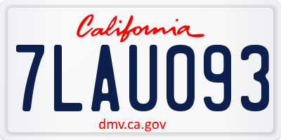 CA license plate 7LAU093