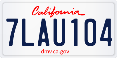CA license plate 7LAU104