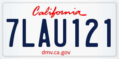 CA license plate 7LAU121