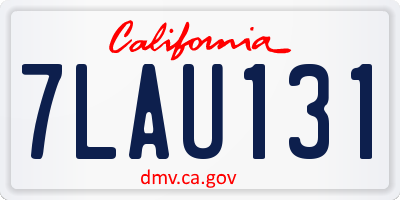 CA license plate 7LAU131