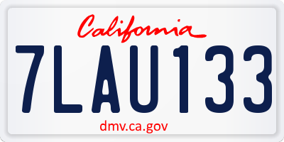 CA license plate 7LAU133