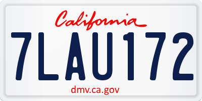 CA license plate 7LAU172