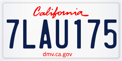 CA license plate 7LAU175