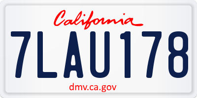 CA license plate 7LAU178