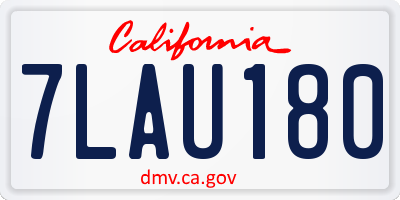 CA license plate 7LAU180