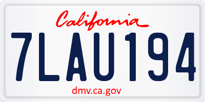 CA license plate 7LAU194
