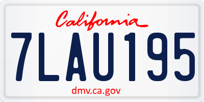 CA license plate 7LAU195
