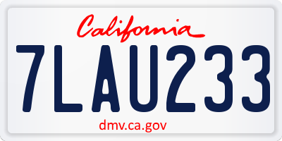 CA license plate 7LAU233