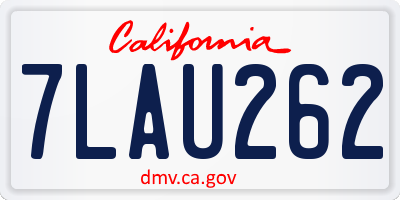 CA license plate 7LAU262