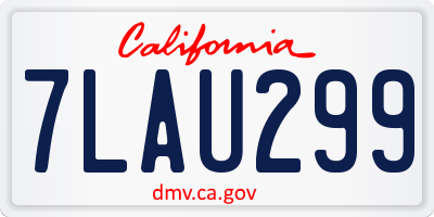 CA license plate 7LAU299
