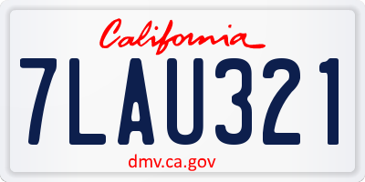 CA license plate 7LAU321
