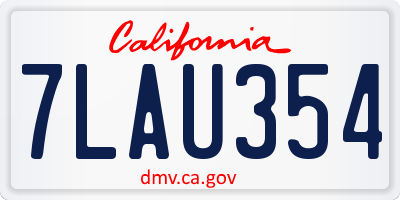 CA license plate 7LAU354