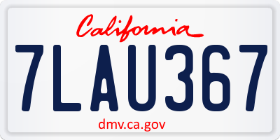 CA license plate 7LAU367