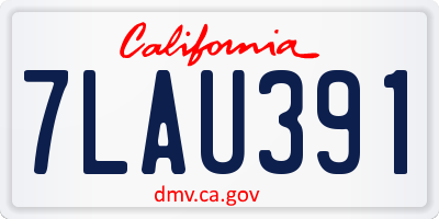 CA license plate 7LAU391