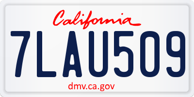 CA license plate 7LAU509