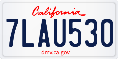 CA license plate 7LAU530