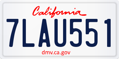 CA license plate 7LAU551