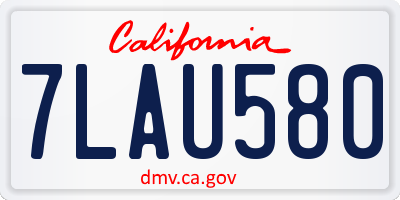 CA license plate 7LAU580