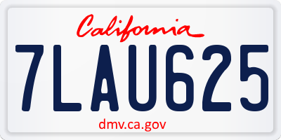 CA license plate 7LAU625