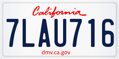 CA license plate 7LAU716