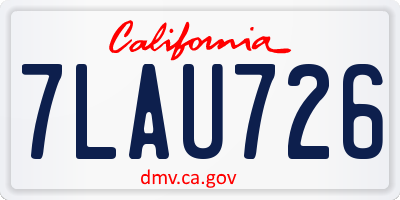 CA license plate 7LAU726