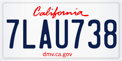 CA license plate 7LAU738
