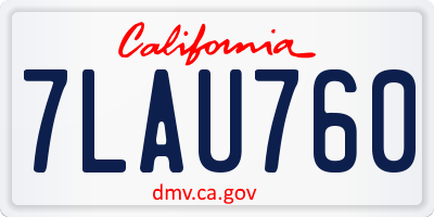 CA license plate 7LAU760