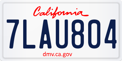 CA license plate 7LAU804