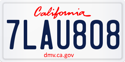 CA license plate 7LAU808