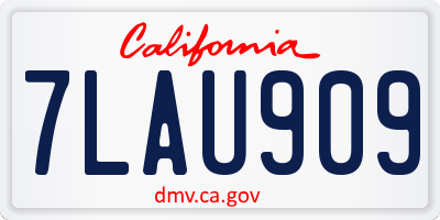 CA license plate 7LAU909