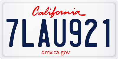 CA license plate 7LAU921