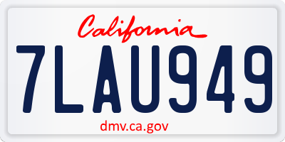 CA license plate 7LAU949