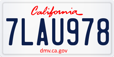 CA license plate 7LAU978