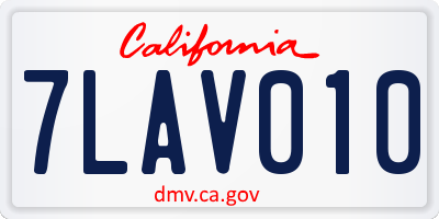 CA license plate 7LAV010