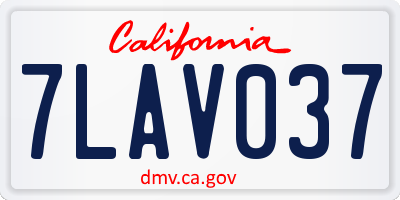 CA license plate 7LAV037