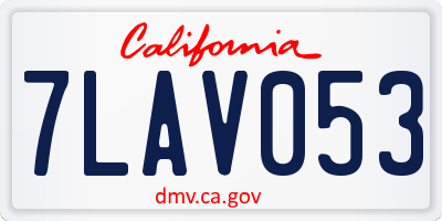 CA license plate 7LAV053