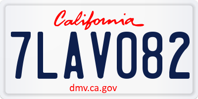 CA license plate 7LAV082