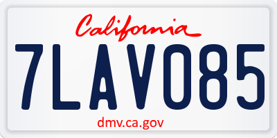 CA license plate 7LAV085