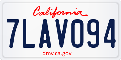 CA license plate 7LAV094