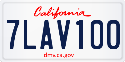 CA license plate 7LAV100