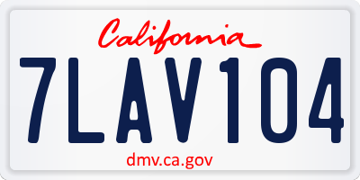 CA license plate 7LAV104