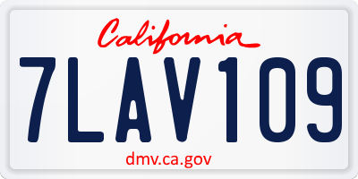 CA license plate 7LAV109