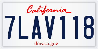 CA license plate 7LAV118