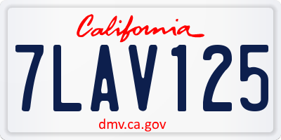 CA license plate 7LAV125