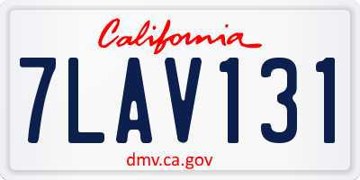 CA license plate 7LAV131