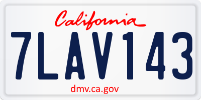 CA license plate 7LAV143