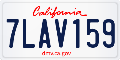 CA license plate 7LAV159