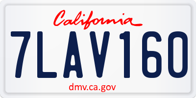 CA license plate 7LAV160