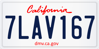 CA license plate 7LAV167
