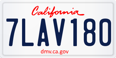 CA license plate 7LAV180